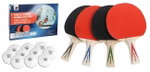 Sunflex Table Tennis Set Rundlauf - 4 Rackets with pimples outside, without sponge + 10 Balls